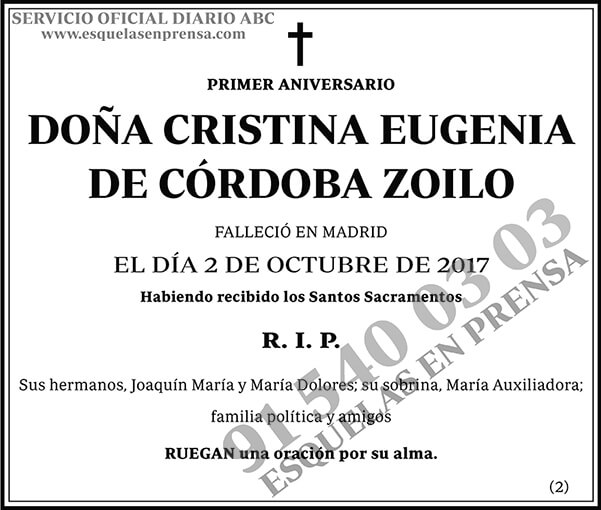 Cristina Eugenia de Córdoba Zoilo